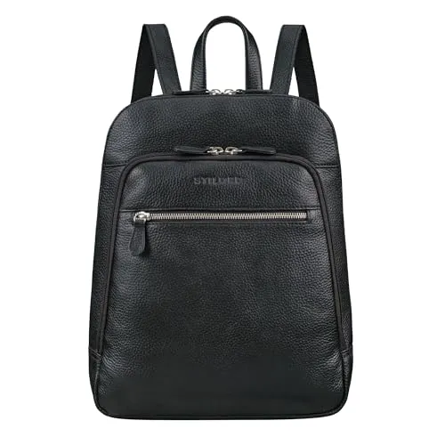 STILORD 'Giselle' Laptop-Rucksack Leder - Stilvoller Daypack für Damen & Herren - Eleganter Tagesrucksack aus hochwertigem Echtleder mit 10 Fächern, ideal für Business, Uni oder Freizeit. Perfekt für Laptops bis 14 Zoll und mit praktischem Anti-Diebstahl-Fach.