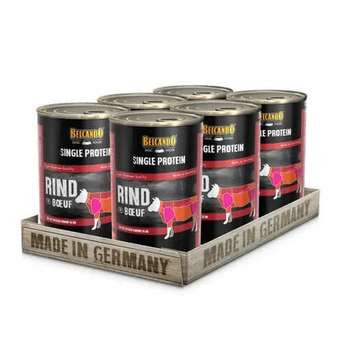 Belcando Single Protein Rind - hochwertiges, sortenreines Nassfutter 6x400g, Nassfutter für: Hunde