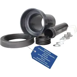 BADfabrik24 PE-Wand-WC-Anschlussgarnitur 180 mm, G DN 90/110 mit weissen Deckkappen