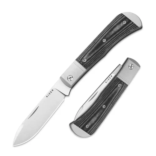 KIZER Trestle D Nitro-V Taschenmesser V3760A1 - Praktisches Faltmesser mit ergonomischem Griff aus Aluminium und Micarta. Ideal für Outdoor-Aktivitäten wie Camping und Wandern. Kompakt und leicht, perfekt für den täglichen Gebrauch.