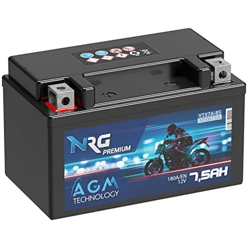 NRG Premium YTX7A-BS AGM Motorradbatterie 7,5Ah