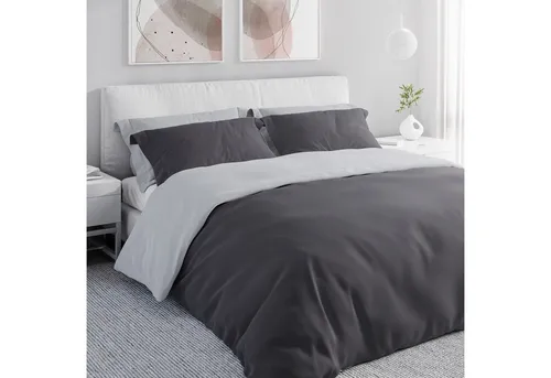 Wolkenfeld Bettwäsche Set 135x200 4-teilig grau - kuschelig weich und nahezu bügelfrei - Bettwäsche-Sets aus Oeko-Tex zertifizierter Supermikrofaser, 10x feiner als Seide - ideal für gemütlichen Schlaf in Sommer & Winter.