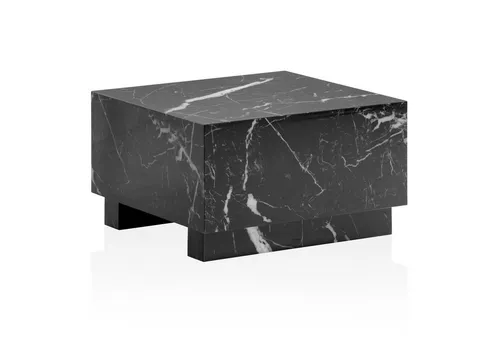 FINEBUY Couchtisch FB57425 - Hochglanz Marmoroptik - Eleganter Couchtisch in Schwarz (60x60x35 cm) mit zeitlosem Design und stabiler MDF-Platte. Ideal für stilvolle Wohnzimmer und kleine Räume.