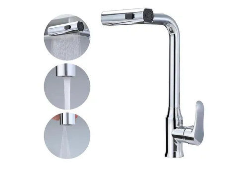 MODFU Küchenarmatur Hochdruck Armatur Ausziehbar Wasserfall Wasserhahn Küche mit Brause (Einhebelmischer Mischbatterie Spültischarmatur Edelstahl 360° Drehung, mit 3 Modi Flexible Einstellung verschleißfest rostfrei) Herausziehbarer Armatur für Küche