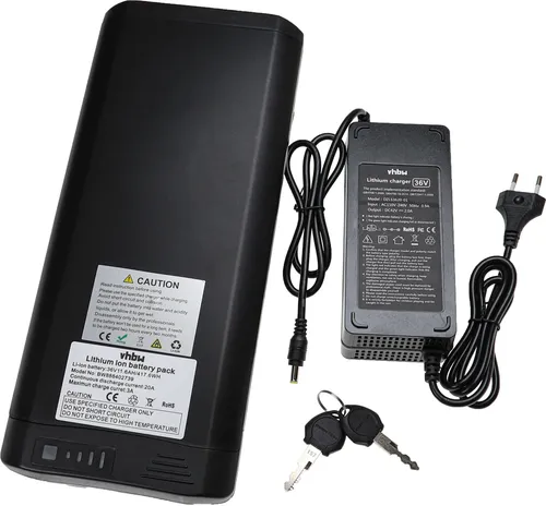 vhbw Akku kompatibel mit McKenzie Mifa E100+ E-Bike (12 Ah, 36 V, Li-Ion, inkl. Ladegerät) + Ladegerät - Schwarz