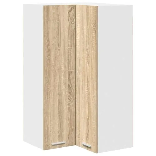 vidaXL Hängeschrank Riga Sonoma-Eiche und Weiß 57 x 57 x 100 cm, Geräumiger Stauraum, robuster Küchenregal, Moderne Wand-Organizer, Holzlösung für mehr Platz