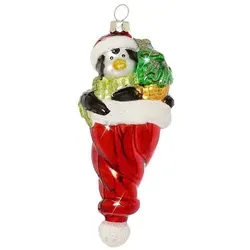 SIKORA Christbaumschmuck BS361 Christbaumschmuck Glas Ornament / PINGUIN in der Weihnachtsmütze H:12cm
