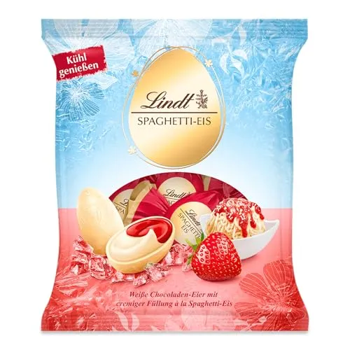 Lindt Schokolade | Spaghetti-Eis-Eier | 90g | Weiße Schokoladeneier mit cremiger Füllung