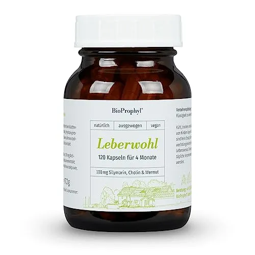 BioProphyl® Leberwohl 100 mg Cholin für eine gesunde Leber mit 100 mg Silymarin aus Mariendistelsamenextrakt & bitteren Extrakten aus Wermut, Artischocke & Löwenzahnwurzel | 120 Kapseln für 4 Monate