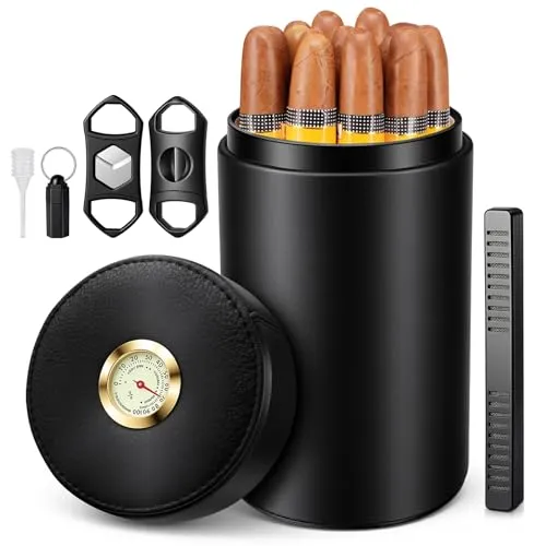 Scotte Zigarren-Humidor-Etui aus Leder und Zedernholz für 12–16 Zigarren