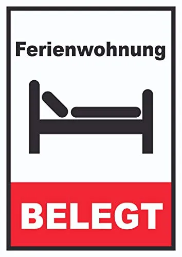 HB-Druck Ferienwohnung belegt Hochkant Schild A6 (105x148mm)