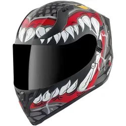 Bogotto V128 Naga Helm, schwarz-rot, Größe XL - Motorradhelm mit thermoplastischer Schale und klarem Visier. Ideal für Sicherheit und Stil auf jeder Fahrt.