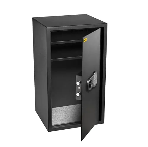 HomeSafe HV70E Tresor mit Elektronikschloss, 70x40x36cm (HxBxT), Digitaler Tresor für Zuhause und Büro, Schranksafe, Geldsafe, Elektronik, Schmuck oder Dokumentensafe mit 2 Verstellbaren Fachböden