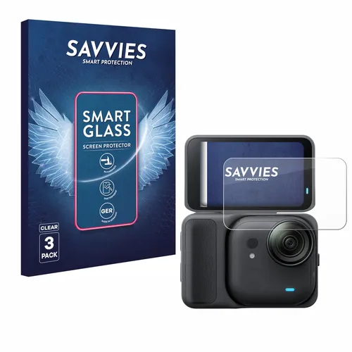 3x Savvies Schutzglas für Insta360 Go Ultra Panzer Folie Glas klar