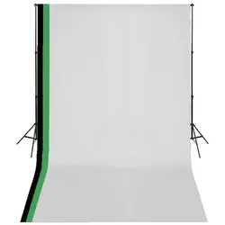 vidaXL Fotostudio Set mit 3 Baumwolle-Hintergründen - Fotostudio Zubehör mit 3 hochwertigen Baumwolle-Hintergründen, verstellbarem Rahmen und Tragetasche für flexibles Arbeiten in der Fotografie.