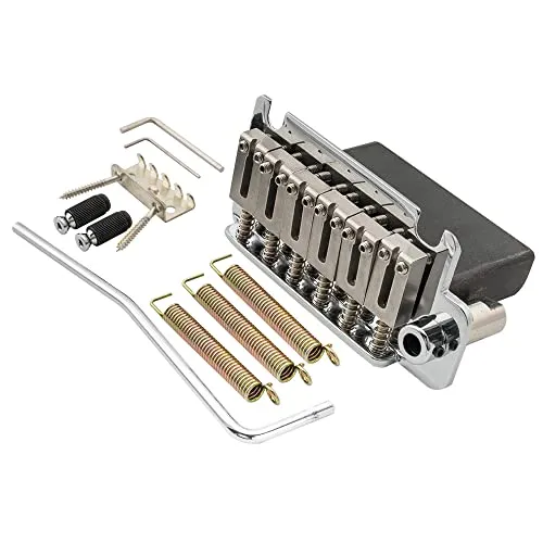 Musiclily Pro 52,5mm 2-Punkt Style Tremolo Steg Bridge Stahl Saitenreiter für American Strat E-Gitarre, Chrom
