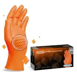 PROGRIP Nitril Diamond Orange Einmalhandschuhe, puderfrei, orange 362-XXL , 1 Packung = 50 Stück, Größe XXL