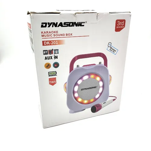 DYNASONIC Karaoke Lautsprecher mit Mikrofon DK-201 Pink