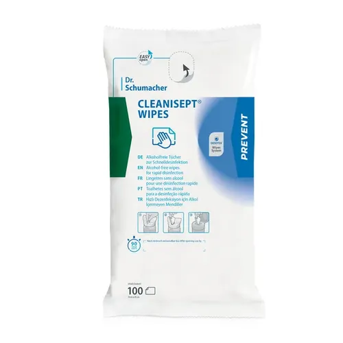 Dr. Schumacher Desinfektionstücher Cleanisept Wipes Packung Nachfüllpack, 100 alkoholfreien Tüchern zur Desinfektion 00-208-R100-01