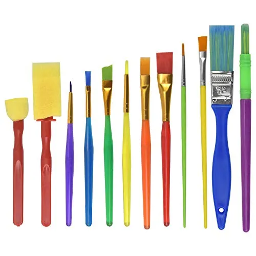 Pinsel Set, 12PCS Kinder Malwerkzeuge Set,Malpinsel,für die Schule Zuhause, Kinderpinsel Set für Anfänger Malpraxis