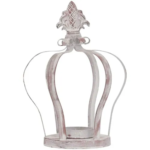 Kerzenhalter Krone Metall Grau Weiß Shabby gewischt Ø 16x 16 x 22,5 cm