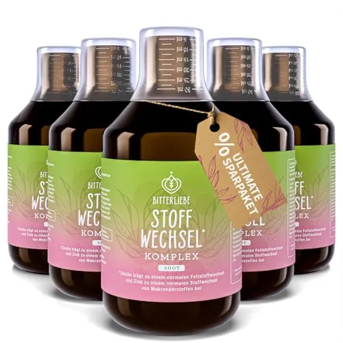 BitterLIebe Stoffwechsel Shot - 3x 500ml - Erfrischender Drink zur Unterstützung des Stoffwechsels mit hochwertigen Zutaten wie Bio-Apfelessig und pflanzlichen Extrakten. Ideal für aktive Lebensstile.