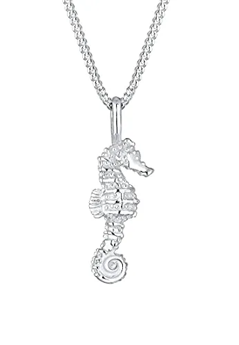 Elli Halskette Damen Seepferdchen Anhänger aus 925 Sterling Silber 45 cm - Elegante Halskette mit 45 cm Länge und niedlichem Seepferdchen Anhänger aus 925 Sterling Silber. Hochglanzpoliert und anlaufgeschützt, perfekt für jeden Anlass und ein ideales Geschenk für besondere Momente.
