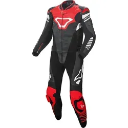 Macna Tracktix 2-Teiler perforierte Motorrad Lederkombi, rot, Größe 52 für Männer - Hochwertige Motorrad Lederkombi aus geprägtem Rindsleder mit Stretch-Einsätzen für optimalen Komfort und Bewegungsfreiheit. Ideal für den sportlichen Einsatz und gute Belüftung durch perforiertes Leder.