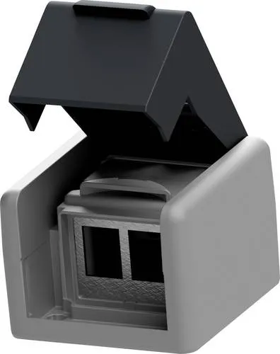 Easylan preLink / fixLink AP-Dose grau Netzwerk-Panel - Netzwerkadapter für feuchte Räume, IP44 Schutz, modulare Gestaltung für einfache Anpassung an verschiedene Keystone-Module.