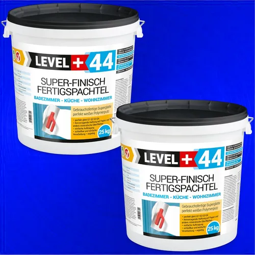 Fertig Spachtel Masse 50kg Super Finish Q4 - Mörtel, Putz, Zement & Gips - Gebrauchsfertig und schnelltrocknend für perfekte, glatte Wände in Bad und Küche, abdeckend bis 50 m².