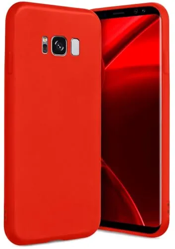 ONEFLOW SlimShield Pro für Samsung Galaxy S8 Hülle Ultra dünn erhöhter Rand, TPU Backcover minimalistisch Handyhülle flexibel, Schutzhülle mit Kamera- und Displayschutz, Rot