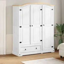 vidaXL Kleiderschrank Corona Weiß 151,5x52x186 cm aus Kiefernholz - Stilvoller Kleiderschrank aus robustem Kiefernholz mit viel Stauraum für Kleidung und Accessoires. Der elegante Metallgriff sorgt für eine einfache Handhabung. Ideal für dein Schlafzimmer!