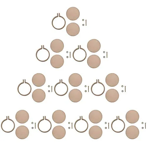 POFET 10 Stück Mini-Holzreifen, gestanzt für Kreuzstich, runder Stickrahmen, Kreuzstich, Kunsthandwerk, Bastelwerkzeug (3,5 cm × 3 cm, Außenmaß)