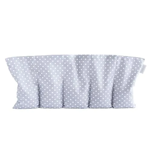 LOOLAY Kirschkernkissen Mikrowelle 50x20 cm – Wärmekissen Bio Baumwolle – Kirschkern Kissen mit 5 Kammern – Ideal bei Muskelverspannungen und Menstruationsbeschwerden (pünktchen grau)