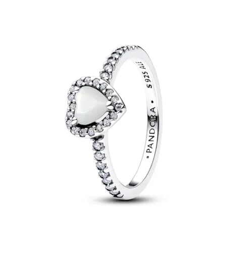 PANDORA Damenring 925 Silber Erhabenes Herz Weiß 198421C11-56 - Eleganter Ring aus 925er Silber mit einem stilvollen Herzdesign und funkelndem Zirkonia. Perfekt für besondere Anlässe oder als Geschenk für Ihre Liebsten.