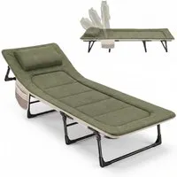 Sekey Faltbett Verstellbar Klappbar mit Matratze und Kissen 193 x 70 cm - Ideal für Camping und Gäste: Das klappbare Faltbett mit verstellbarer Rückenlehne bietet hohen Liegekomfort und lässt sich platzsparend verstauen. Mit stabiler Konstruktion und angenehmer Polsterung ist es der perfekte Rückzugsort.
