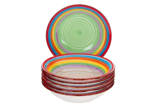 MamboCat Suppenteller 6er Set Ibiza bunt - Bunte Steingut Suppenteller, ideal für stilvolle Tischdekoration und perfekte für Suppen und Eintöpfe.