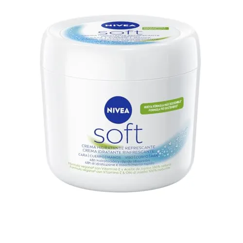 NIVEA Soft (1 x 500 ml), Allzweckcreme mit Jojobaöl und Vitamin E, Intensive Feuchtigkeitscreme zur Pflege von Gesicht, Körper und Händen, parabenfrei