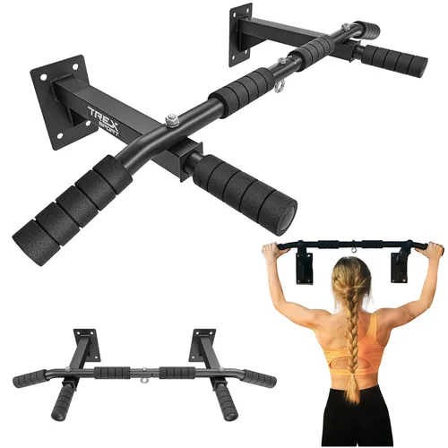 TREX SPORT Klimmzugstange TX-030PB - Wandmontierte Klimmzugstange für Heimtraining, bis 250 kg belastbar, mit ergonomischen Schaumstoffgriffen für maximalen Komfort.