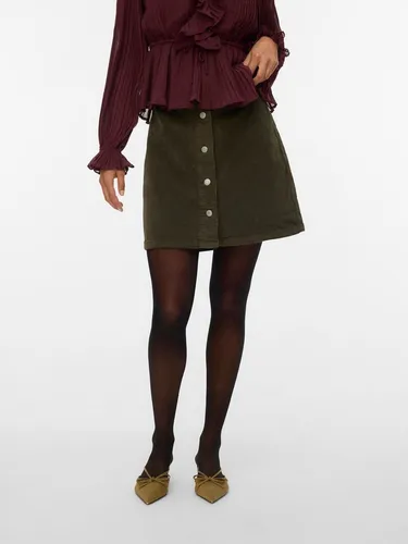 Vero Moda Cordrock VMETTA HR SHORT CORD SKATER SKIRT NOOS - Modischer Cordrock in Forest Night - Röcke aus 98% Baumwolle und 2% Elasthan, elastisch und pflegeleicht. Der hoch geschnittene, kurze Rock vereint Komfort und Stil perfekt.