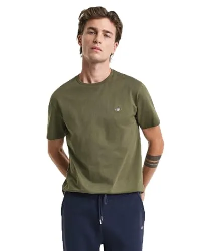 Gant Kurzarmshirt mit Logostickerei - Hochwertiges T-Shirt aus 100% Baumwolle mit grafischer Stickerei für einen stilvollen Look. Pflegeleicht, formbeständig und ideal für Casual-Anlässe – ein Must-Have für jede Garderobe.