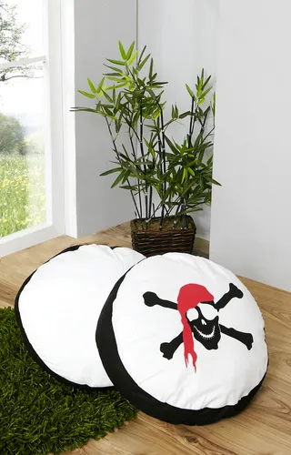 TiCAA Rundes Kissen-Set für Kinderzimmer 2-teilig in schwarz von TiCAA