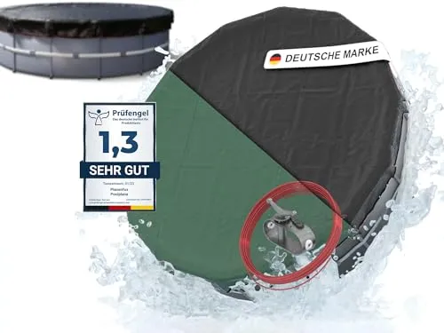 Planenfux® Poolabdeckung rund 366 cm - 2-in-1 Abdeckplane für Ø 320-366 cm Pools - Poolabdeckungen mit 200g/m² UV-resistentem PE Material, ideal zum Schutz vor Schmutz und Wasserverlust. Beidseitig nutzbar: solarerwärmend oder kühlend!