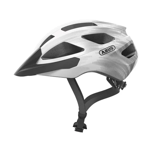 ABUS 87233 Fahrradhelm - Weiß (White Silver), M (52-58 cm) - Unisex Fahrradhelm mit In-Mold Fertigungsverfahren für hohe Sicherheit und Komfort. Ideal für lange Touren dank optimaler Belüftung und verstellbarem System für Zopfträger.