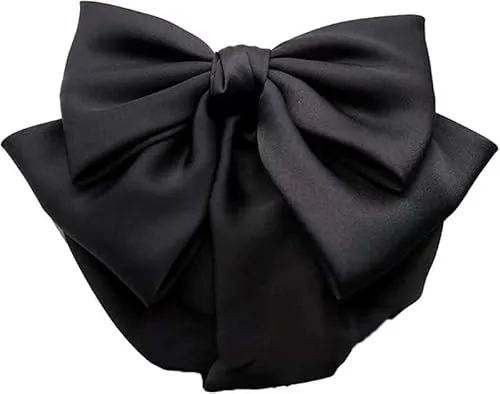 bvudzi, 1 Haarspange für Damen, mit Haarnetz, Haarnetz, Haarnetz, Haarschleife, Haarnetz, Schleife, dekorativ, Schwarz
