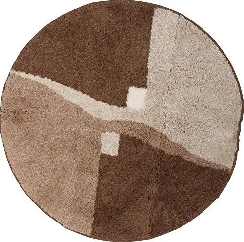 Erwin Müller Badematte Athen, Badteppich, Badvorleger rutschhemmend braun Größe rund: 90 cm Ø - kuscheliger Hochflor, für Fußbodenheizung geeignet (weitere Größen)
