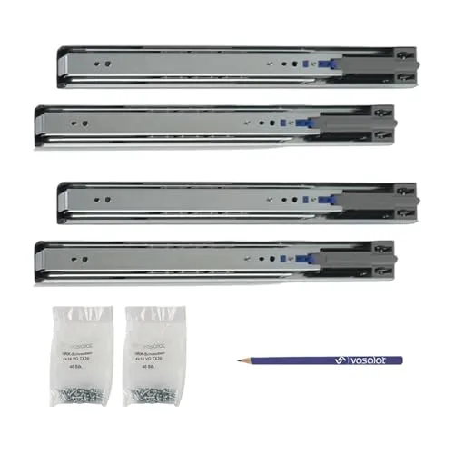 Schubladenschienen 300mm softclose Kugelführung - Vollauszug mit integrierter Dämpfung, 32-Systemlochung - 2 Paar