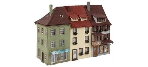 Faller FA130708 3 Kleinstadthäuser - Grau - Häuser & Wohngebäude für Modelleisenbahnen; Miniaturenspiele Zubehör, perfekt für kreative Gestaltung und als Geschenk von Faller