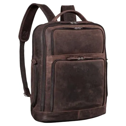 STILORD 'Jayden' Business-Rucksack Herren aus Leder - Tagesrucksäcke mit separatem gepolstertem Laptopfach für Laptops bis 17 Zoll. Ideal für Arbeit, Uni und Reisen mit optimalen Organisationsmöglichkeiten und sportlicher Optik.