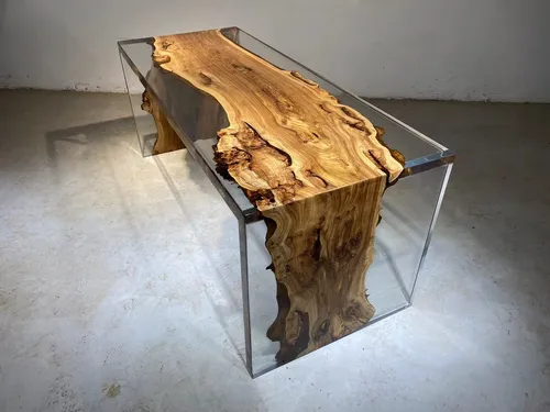 Echter Holz Flusstisch 120x60 – Massiv & Modern - Eleganter Couchtisch aus echtem Holz mit einzigartigem Epoxidharz-Design. Ideal für das Wohnzimmer, bietet er einen modernen Akzent und ist sofort einsatzbereit.